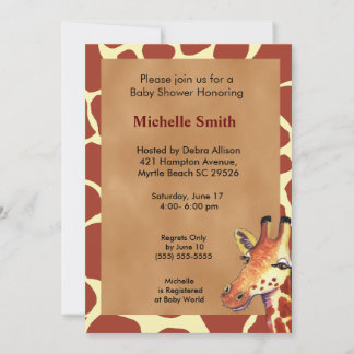 Cute Giraffe Baby shower Invitation Kaart