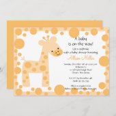 Cute Giraffe Baby shower Invitation Kaart (Voorkant / Achterkant)