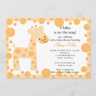Cute Giraffe Baby shower Invitation Kaart