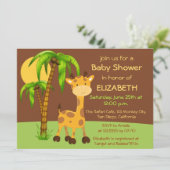 Cute Giraffe Baby shower Invitation Kaart (Staand voorkant)