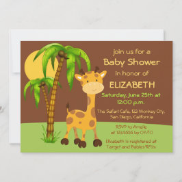Cute Giraffe Baby shower Invitation Kaart