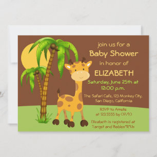 Cute Giraffe Baby shower Invitation Kaart