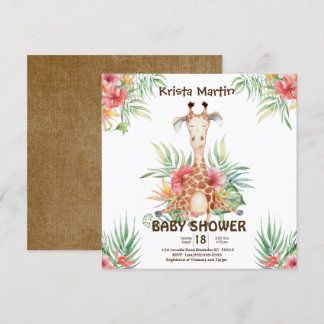Cute Giraffe Baby shower Kaart