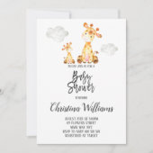 Cute Giraffe Baby shower Neutral Grey Ma & Baby Kaart (Voorkant)