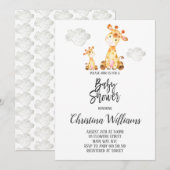 Cute Giraffe Baby shower Neutral Grey Ma & Baby Kaart (Voorkant / Achterkant)