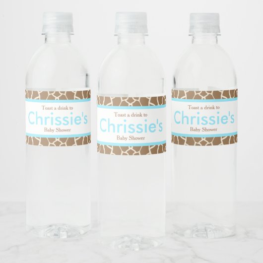 Cute Giraffe Baby shower Party Waterfles Etiket (Flessen)