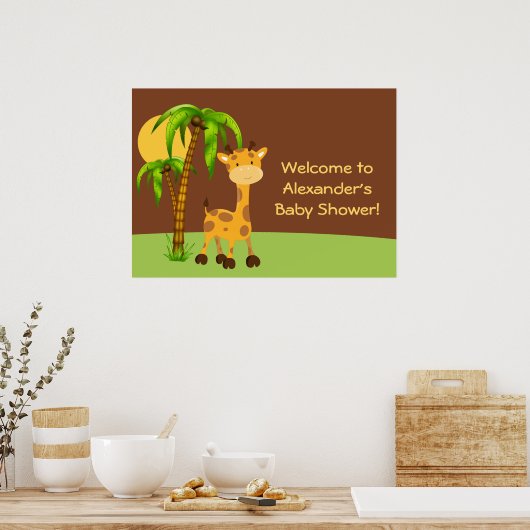 Cute Giraffe Baby shower Poster (Keuken)