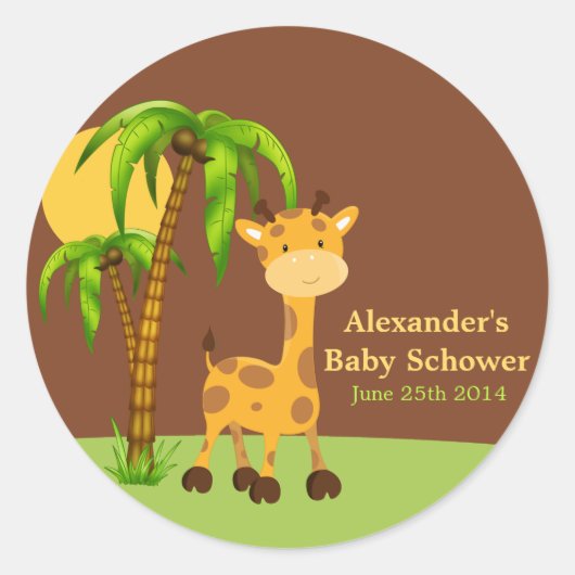 Cute Giraffe Baby shower Sticker (Voorkant)