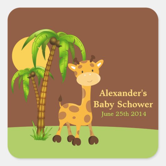 Cute Giraffe Baby shower Sticker (Voorkant)