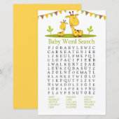 Cute giraffe Baby shower Word Search Game (Voorkant / Achterkant)