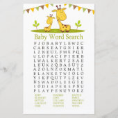 Cute giraffe Baby shower Word Search Game (Voorkant)