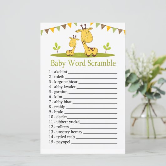 Cute giraffe Baby word scramble game (Staand voorkant)