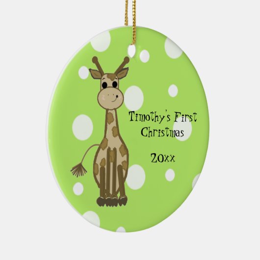 Cute Giraffe Baby's Eerste Kerstmis Keramisch Ornament (Rechts)