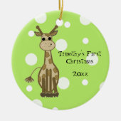 Cute Giraffe Baby's Eerste Kerstmis Keramisch Ornament (Voorkant)