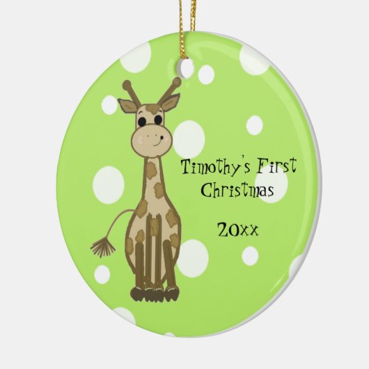 Cute Giraffe Baby's Eerste Kerstmis Keramisch Ornament (Links)