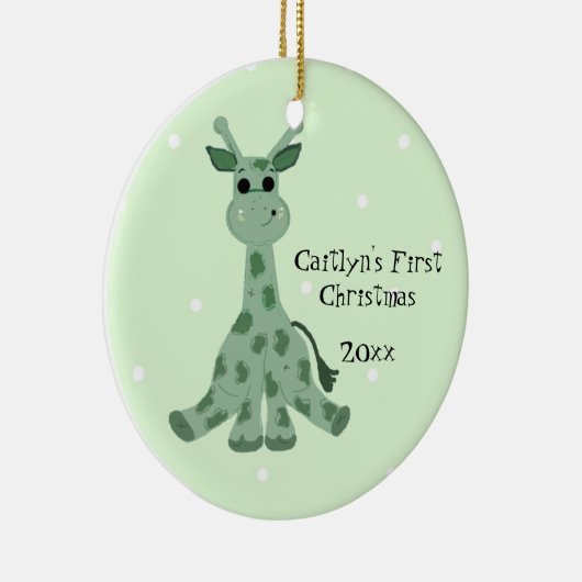 Cute Giraffe Baby's Eerste Kerstmis Keramisch Ornament (Rechts)