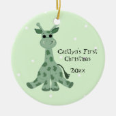 Cute Giraffe Baby's Eerste Kerstmis Keramisch Ornament (Voorkant)