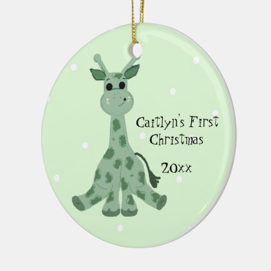Cute Giraffe Baby's Eerste Kerstmis Keramisch Ornament (Links)