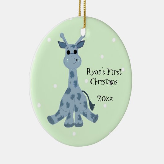 Cute Giraffe Baby's Eerste Kerstmis Keramisch Ornament (Rechts)