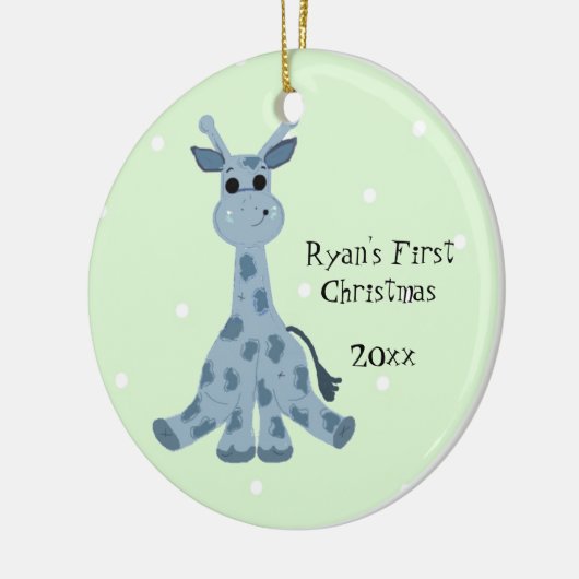 Cute Giraffe Baby's Eerste Kerstmis Keramisch Ornament (Links)