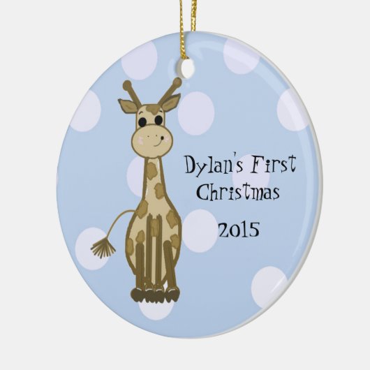 Cute Giraffe Baby's Eerste Kerstmis Keramisch Ornament (Links)