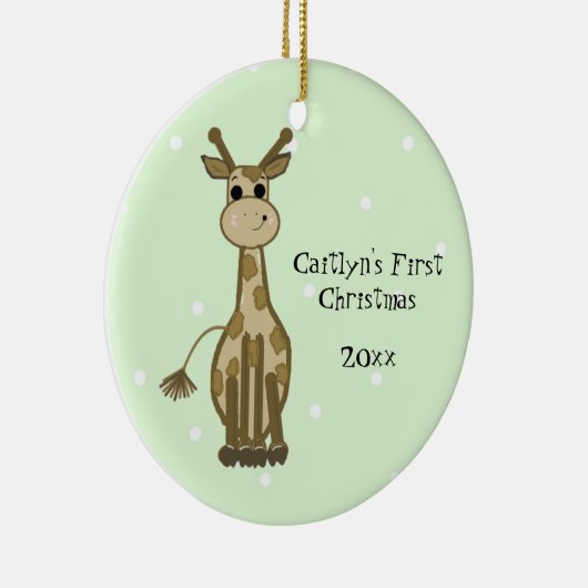Cute Giraffe Baby's Eerste Kerstmis Keramisch Ornament (Rechts)