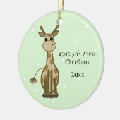 Cute Giraffe Baby's Eerste Kerstmis Keramisch Ornament (Links)