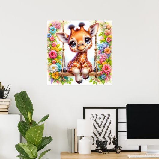 Cute giraffe babyspeelgoed  poster (Thuiskantoor)