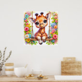 Cute giraffe babyspeelgoed  poster (Keuken)