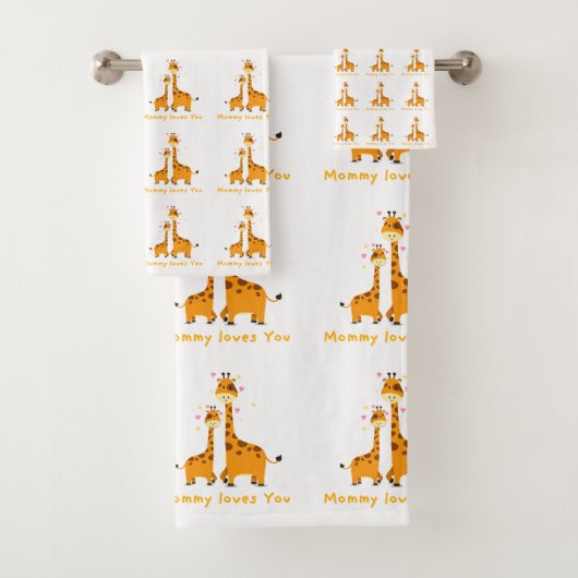 Cute Giraffe - Bathroom Towel Set Bad Handdoek (Insitu)