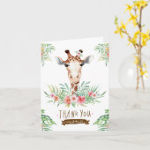 Cute Giraffe Bedankt Kaart (Gele Bloem)