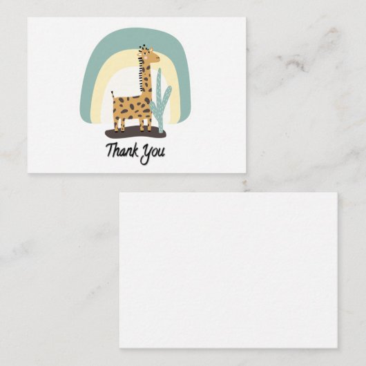 Cute Giraffe Bedankt Notitiekaartje (Voorkant / Achterkant)