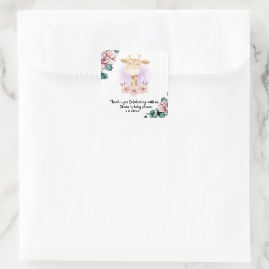 Cute giraffe bedankt Square Stickers (Tas)
