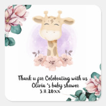 Cute giraffe bedankt Square Stickers