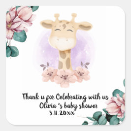 Cute giraffe bedankt Square Stickers