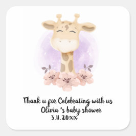 Cute giraffe bedankt Square Stickers