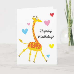 Cute Giraffe Birthday Card Kaart