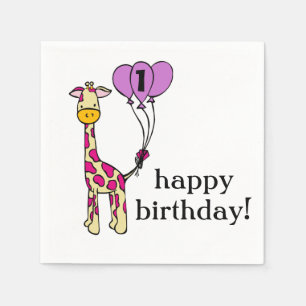 Cute Giraffe - Birthday Napkins - Aanpassing Servet