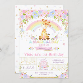 Cute Giraffe Birthday Party Invitation Girl Kaart