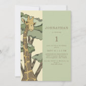 Cute Giraffe Birthday Party Invitation Kaart (Voorkant)