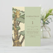 Cute Giraffe Birthday Party Invitation Kaart (Staand voorkant)