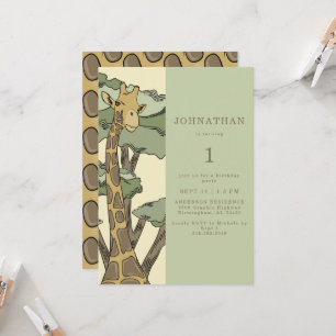 Cute Giraffe Birthday Party Invitation Kaart