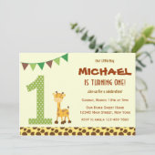 Cute Giraffe Birthday Party Invitation Kaart (Staand voorkant)