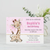 Cute Giraffe Birthday Party Invitation Kaart (Staand voorkant)