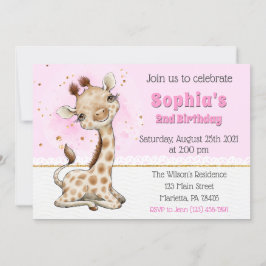 Cute Giraffe Birthday Party Invitation Kaart