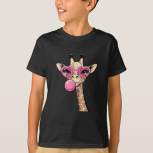 Cute Giraffe Blaast Roze Bubble Gum Zonnebril T-shirt