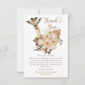 Cute Giraffe Boho Dried Grasses Baby shower Dank Bedankkaart (Voorkant)