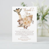 Cute Giraffe Boho Dried Grasses Baby shower Dank Bedankkaart (Staand voorkant)