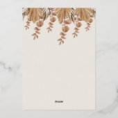 Cute Giraffe Boho Dried Grasses Baby Shower Folie Uitnodiging (Achterkant)