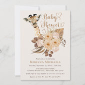Cute Giraffe Boho Dried Grasses Baby shower Invita Kaart (Voorkant)
